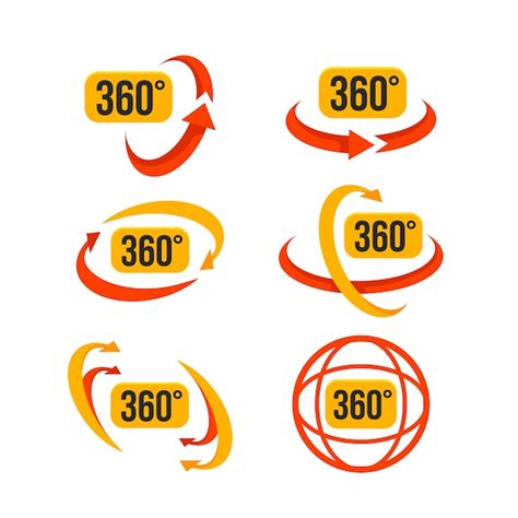 Free Vector Flat Design 360 Degrees Icons Set