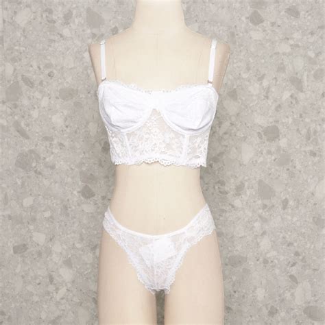 Conjunto Calcinha e Sutiã Branco Renda Collection Lingerie Lingerie