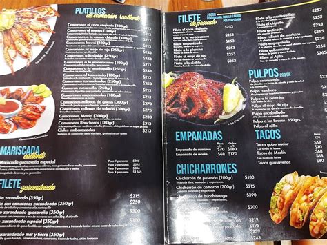 Carta Del Restaurante El Pescador Sinaloense Bosques Del Aragon