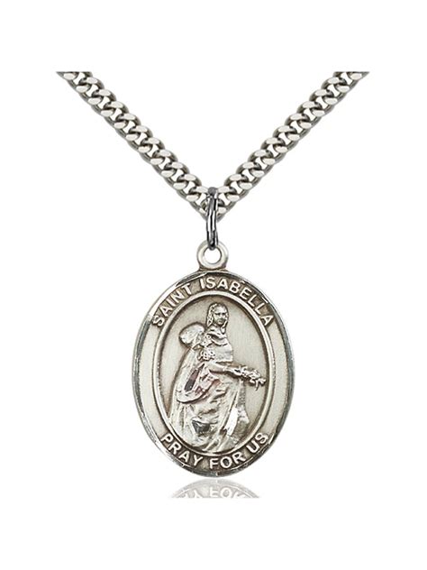 Sterling Silver St Isabella Of Portugal Pendant 1 X 3 4 Inches With