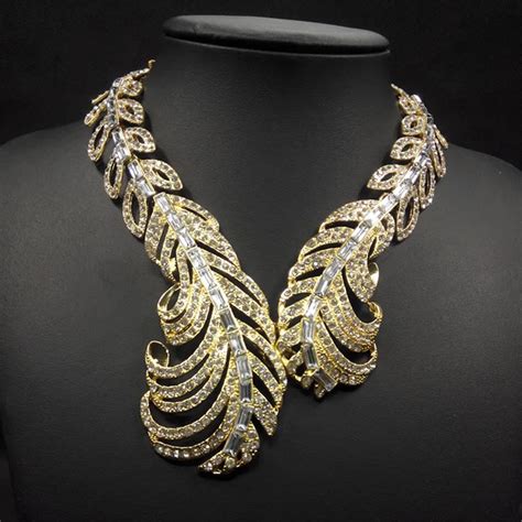 Luxury Brand Jewelry Gold Imitation Rhinestone Fashion Chunky Statement