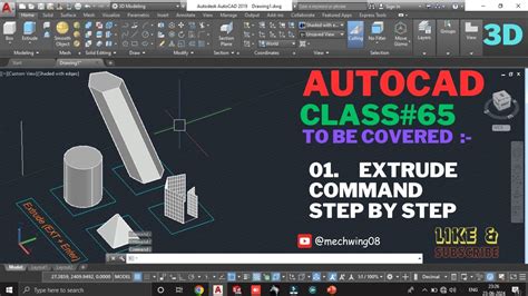 Extrude Extrude Command In Autocad Autocad 3d Extrude Command Step