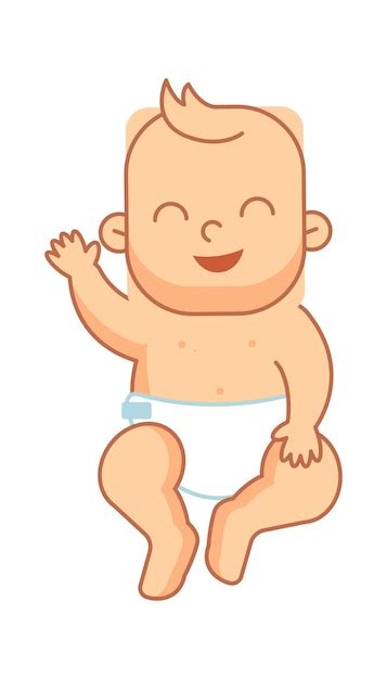 Premium Vector Newborn Baby Boy In Diaper Vector Illustration