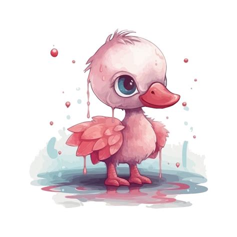 Premium Vector A Cute Baby Duck Cartoon Watercolor White Background