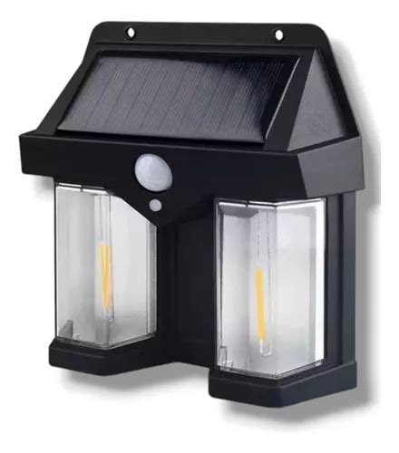 Lampara Solar Led Doble Farol Exterior Fotocelula Aplique