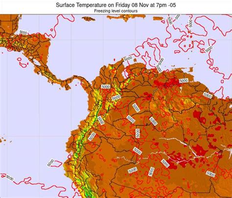 Colombia Surface Temperature on Saturday 22 May at 7am COT