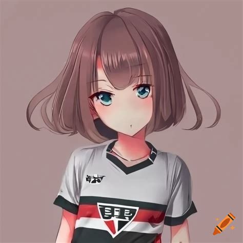 Anime Girl Wearing A S O Paulo Futebol Clube Shirt On Craiyon