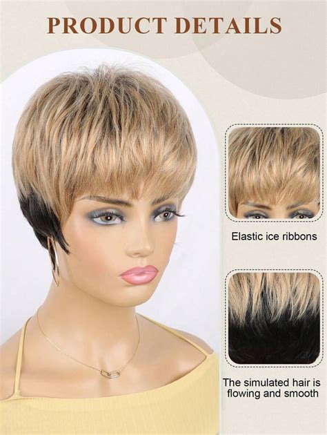 Short Pixie Cut Wigs For Black Women 6 Inch Ombre Blonde Short Pixie