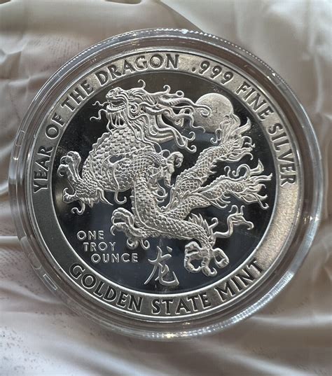 2024 Year Of The DRAGON 1 Oz 999 FINE SILVER BU ROUND IN A CAPSULE Gsm