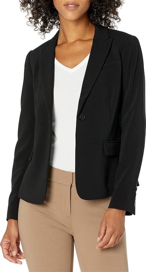 Amazon Lark Ro Women S Classic One Button Blazer Black