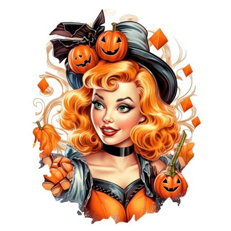 Premium AI Image A Woman With A Pumpkin And A Pumpkin On Her Hat