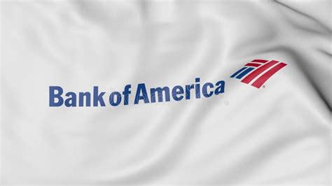 Close Up of Waving Flag with Bank of America Logo, 3D Rendering ...