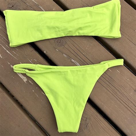 Leni Swims Bikini Light Bright Green Only Worn Depop