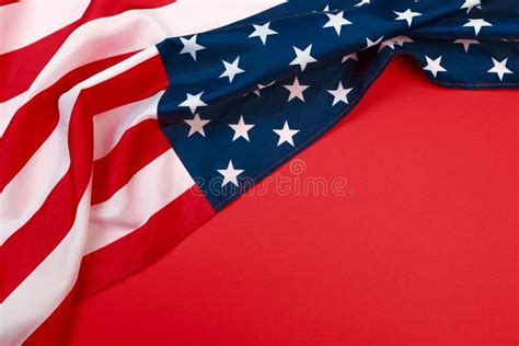 American Flag On Red Background