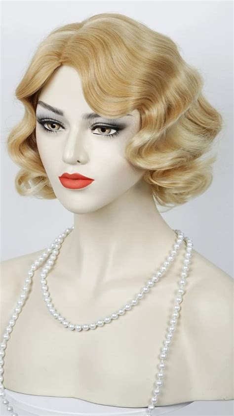 Light Brown Flapper Vintage Wig For Women 1920s Finger Wave Wig Lady Short Curly Wig Halloween