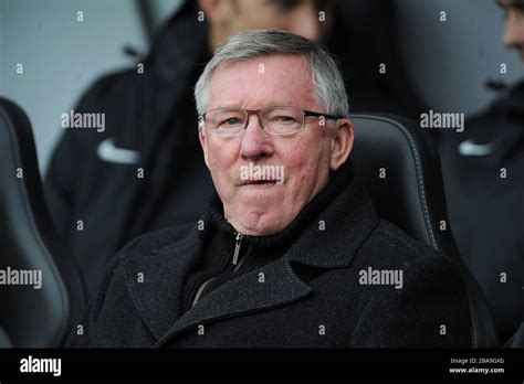 Manchester United Manager Sir Alex Ferguson Before Kick Off Stock Photo