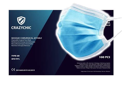 Crazychic X Masque Chirurgical M Dical Bleu Type Iir Certifi Ce