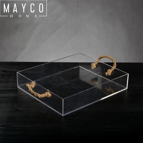 Mayco Clear Plastic Plexiglass Acrylic Lucite Tray With Insert Handle