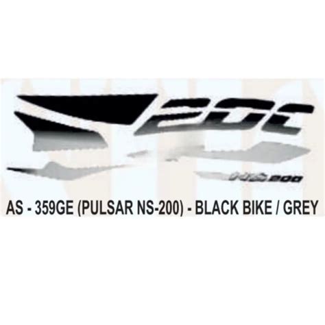 Graphics Sticker Set For Bajaj Pulsar Ns 200 Black Vehicle Grey