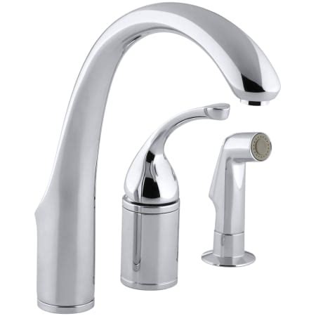 Kohler K-10430-CP Polished Chrome Forte 3-Hole Remote Valve Kitchen Sink Faucet with 9" Spout ...