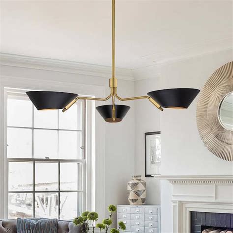 EDISLIVE Cadence 3-Light Contemporary Black and Gold Chandelier ...