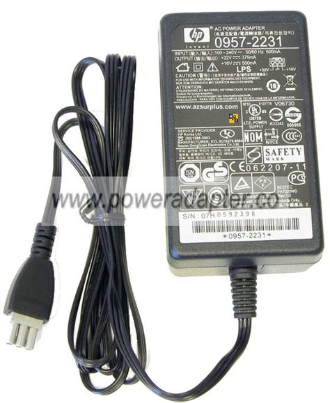 HP 0957-2231 AC ADAPTER 32VDC 375mA 16V 500mA 3Pin [ooo] POWER S [HP ...