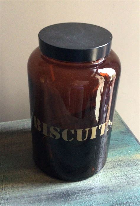 Vintage Amber Glass Storage Jars Flour And Biscuits Etsy