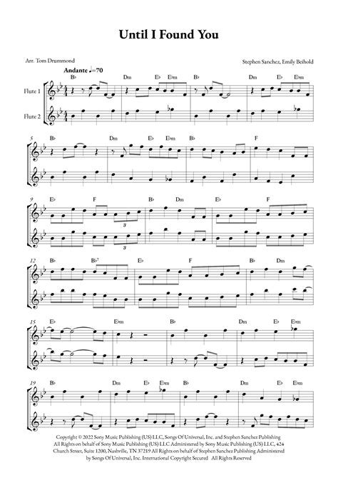 Until I Found You Arr Tom Drummond By Stephen Sanchez Sheet Music For Flute Duet At Sheet