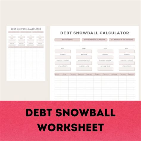 Debt Snowball Worksheet Dave Ramsey Digital Download Printable Etsy