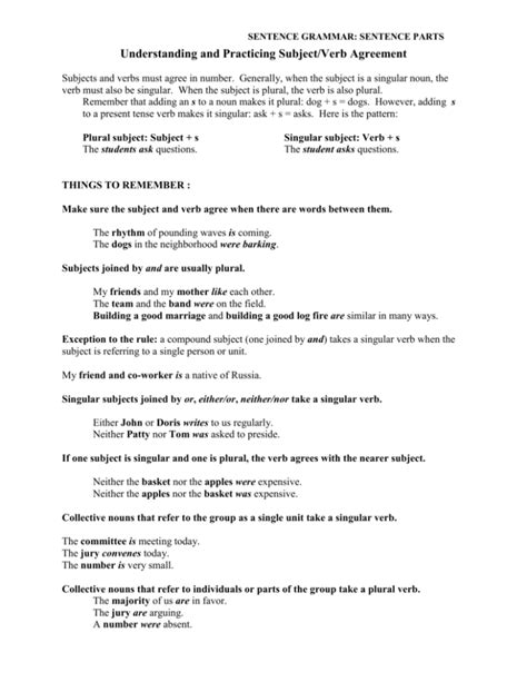 Understanding Subjectverb Agreement