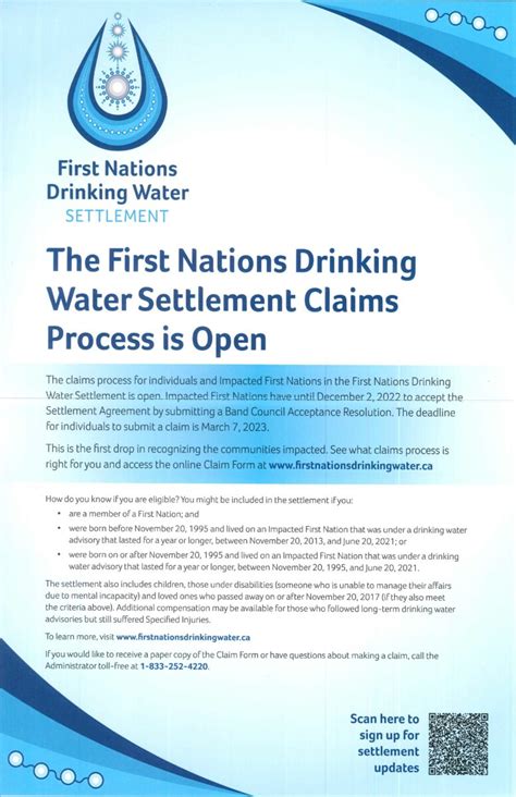 First Nations Drinking Water Settlement Claims Process Is Open McLeod