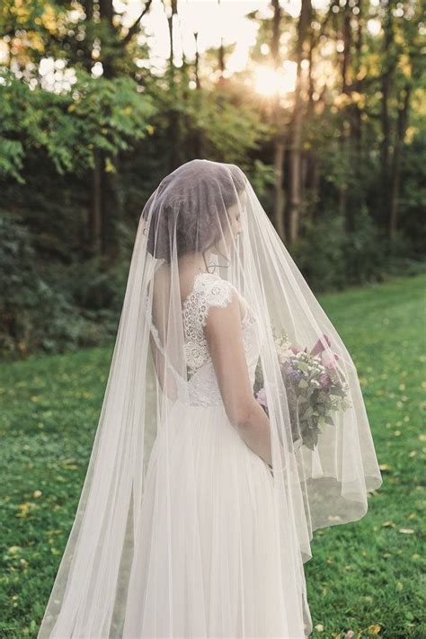 Cathedral Veil With Blusher Bridal Veil Ivory Cathedral Wedding Veil With Blusher Long