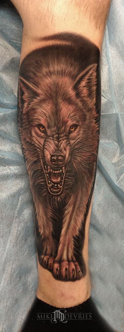 Mike DeVries : Tattoos : Evil : Wolf Tattoo Second Pass - wolf tattoo