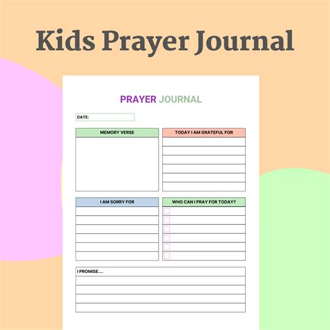 Printable Kids Prayer Journal, Instant Download, Christianity, Catholic ...