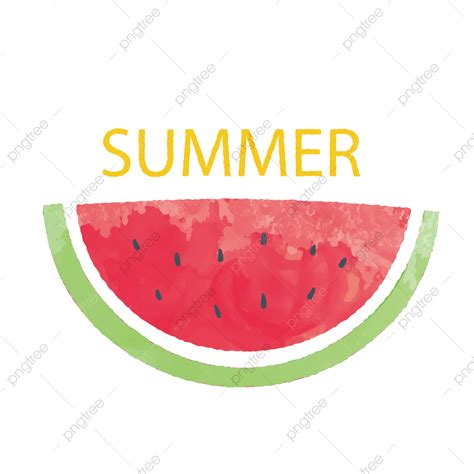 Summer Red Cute Watermelon Hand Painted Vector Matting Free Summer