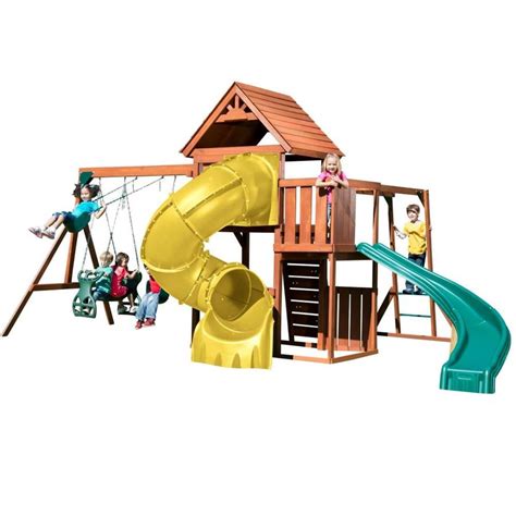 Shop Swing-N-Slide Grandview Twist Complete Wood Playset with Swings at ...