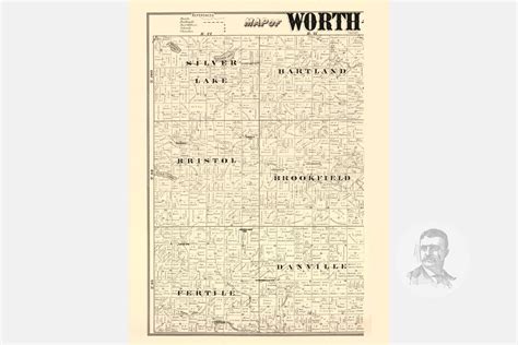 Worth County Iowa Map 1894 Old Map of Worth County Iowa Art Vintage ...