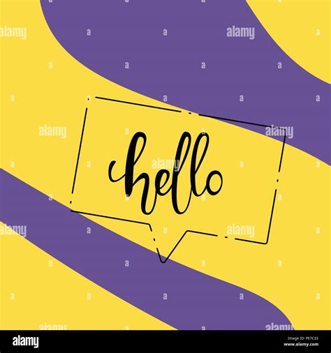 Hello Banner Handwritten Lettering With Frame Vector Illustration