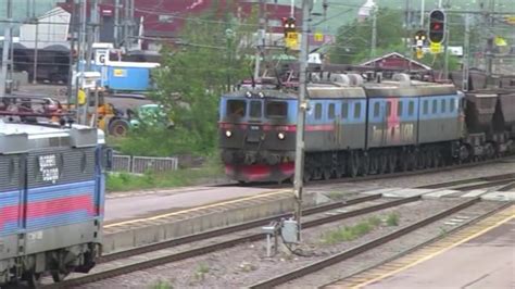 Magnificent old Dm3 locomotives with iron ore wagons - Narvik Norway, historic Kiruna Sweden ...