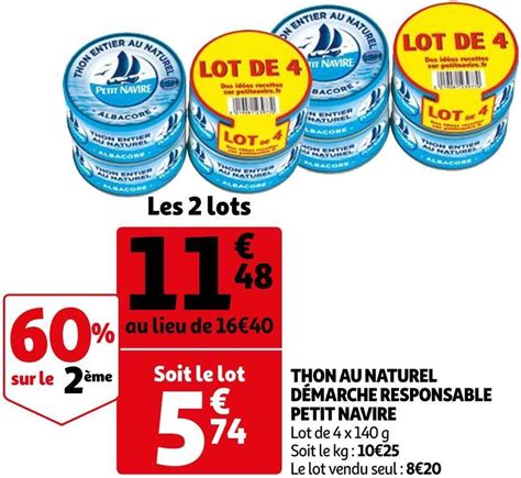 Promo Petit navire thon au naturel démarche responsable chez Auchan