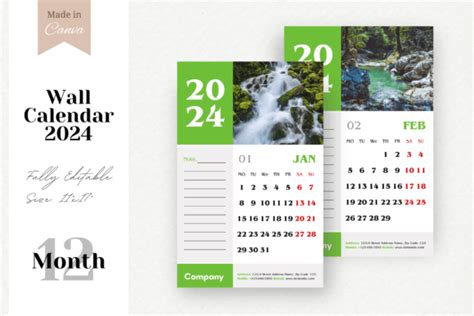 Canva Frame Wall Calendar 2024 Template Graphic By Waliullah Solutions · Creative Fabrica