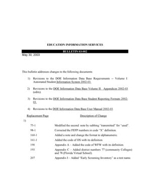 Fillable Online Fldoe Bulletin 2003 002 Florida Department Of