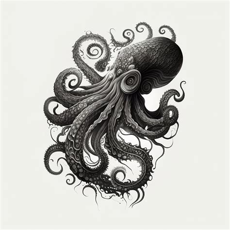 Octopus Tattoo Design White Background Png File Download High