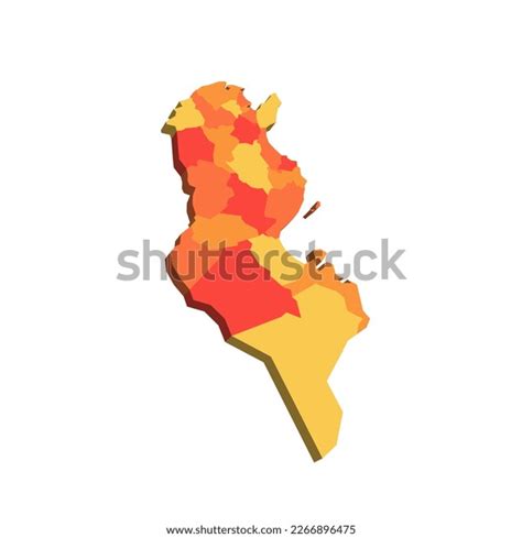 Tunisia Political Map Administrative Divisions Governorates Stock