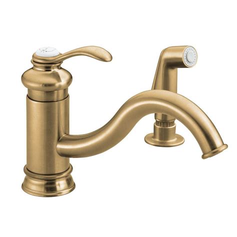 Kohler Fairfax Low Arc Single Handle Standard Kitchen Faucet With Side Spray In Vibrant Brushed