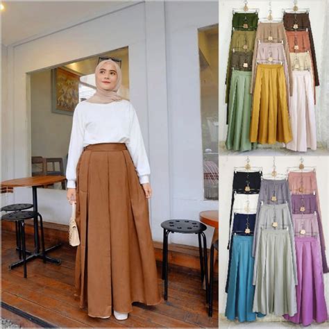 Jual Soraya Skirt Eyka Basic Colours Pleats Skirt Rok Plisket