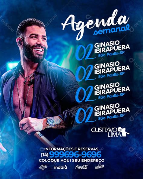 Social Media Agenda Semanal Gusttavo Lima PSD Editável download Designi