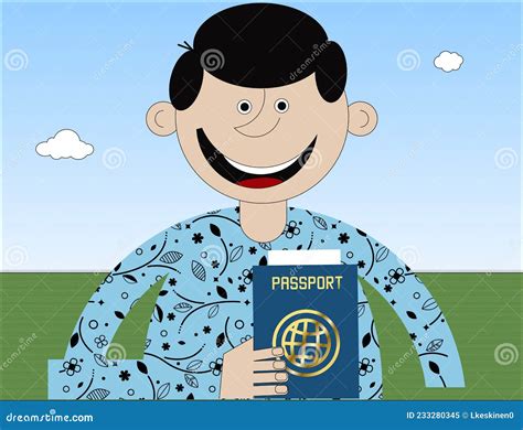 Happy Man Got Passport Man Smiling Happily Stock Illustration Illustration Of Consular Happy