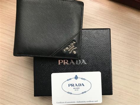 Prada Men Saffiano Leather Bifold Wallet With Coin Pouch Luxury Bags