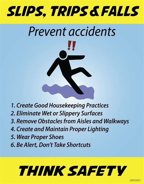 Slips Trips And Falls Safety Poster For Business And Office Wall Art Ebay